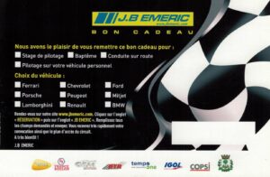 Bon cadeau stage de pilotage, ou coachng en voiture personnelle. 