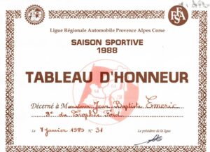TABLEAU D HONNEUR  pour JB EMERIC 