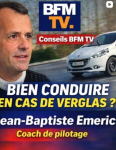 B F M TV avec JB EMERIC conduite sur la neige.