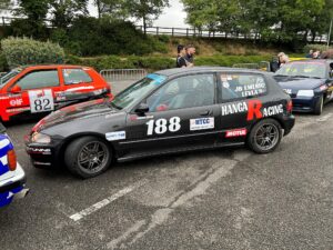 Photo Honda Civic Groupe N sur le circuit de Nogaro avec JB EMERIC et DIDIER GHEZA au volant.